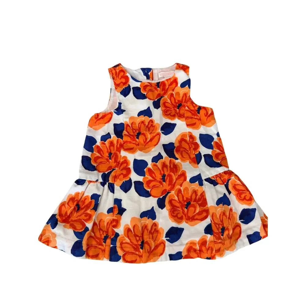 Janie and Jack Girls Floral Slub Cotton Dress 6-12 Months